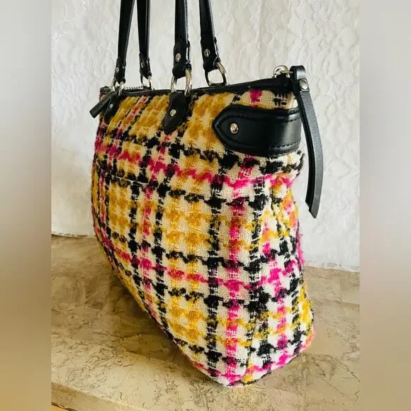 Coach Daisy Wool Tweed Plaid Emma Tote F25083 - Picture 5 of 12